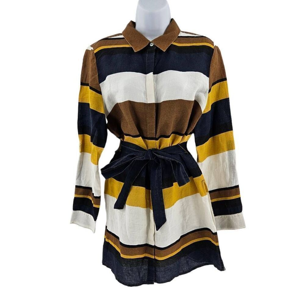 Chico's Striped Linen Long Sleeve Tunic Top | Size 2